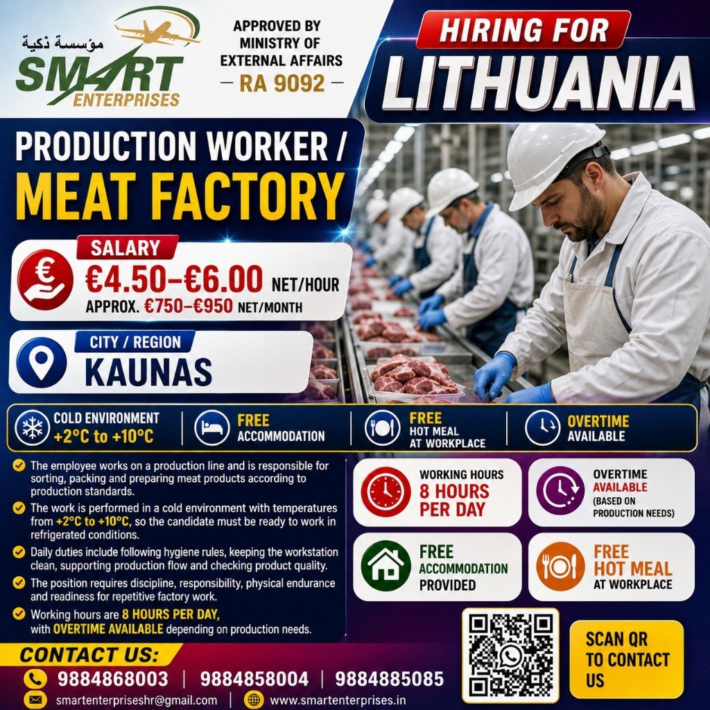 Lithuania — Production Worker / Meat Factory