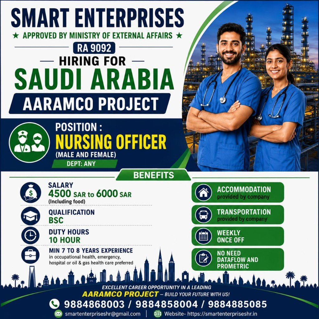 Saudi Arabia — Nursing Officer (Aramco Project)